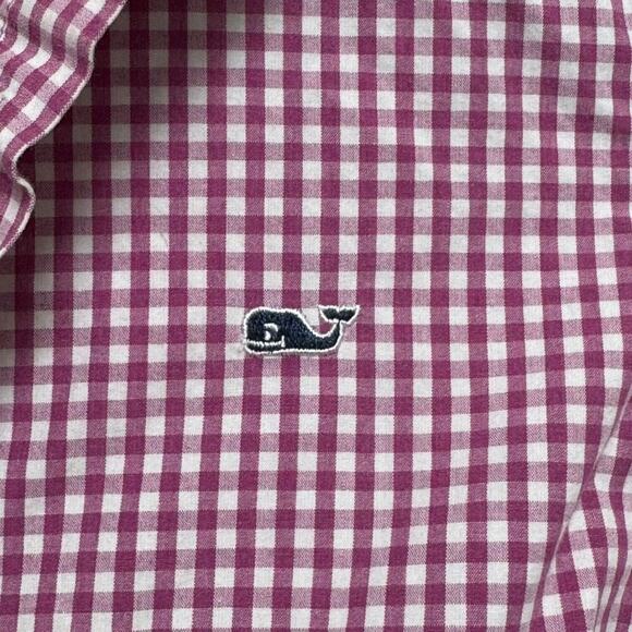 🍀 Vineyard Vines Womens Button Up Shirt Purple Gingham Roll Tab Long Sleeve 00 - Picture 4 of 7